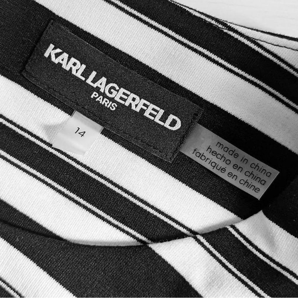 Karl Lagerfeld Paris Directional Stripe Cap Sleeve - Picture 6 of 9